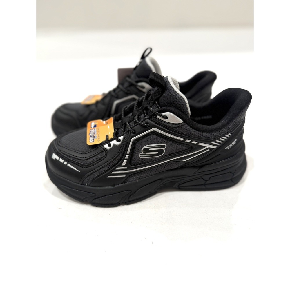 Skechers Kids Hands Free Slip-Ins Retro Graph Breezy Pacer Shoes Black Size 2Y